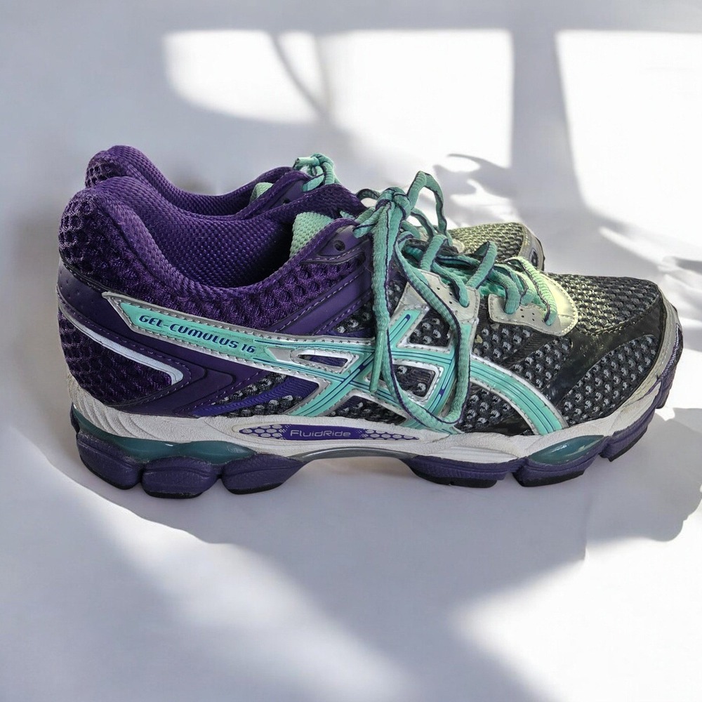 ASICS GEL Cumulus 16 Women's Size 8 Running Shoes Purple Teal Silver T489N - Picture 3 of 9